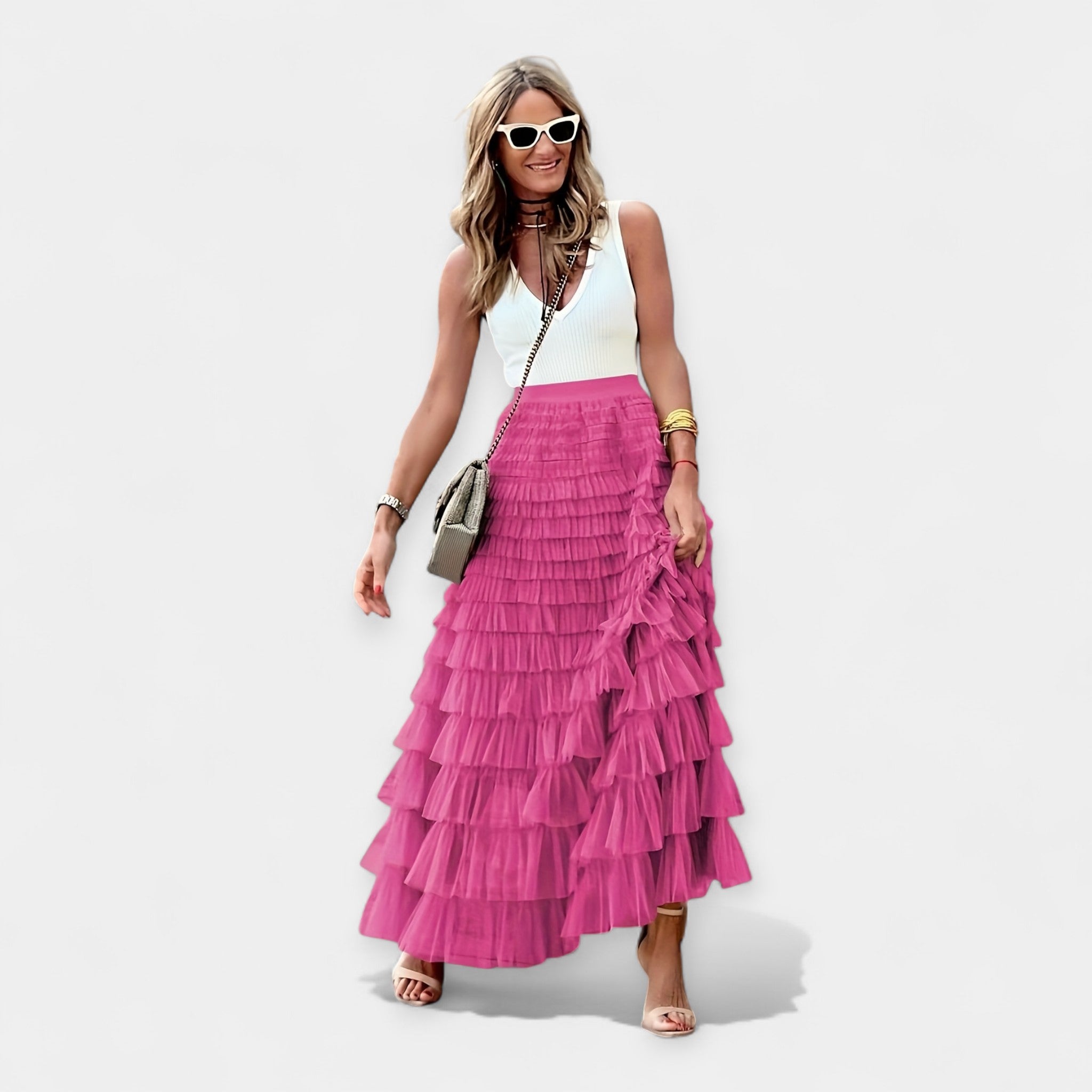 Boho Sijonas su Tinkluotu Apvadu